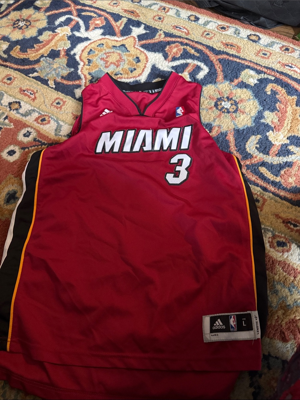 adidas Miami Heat Red #3  Basketball Jersey
